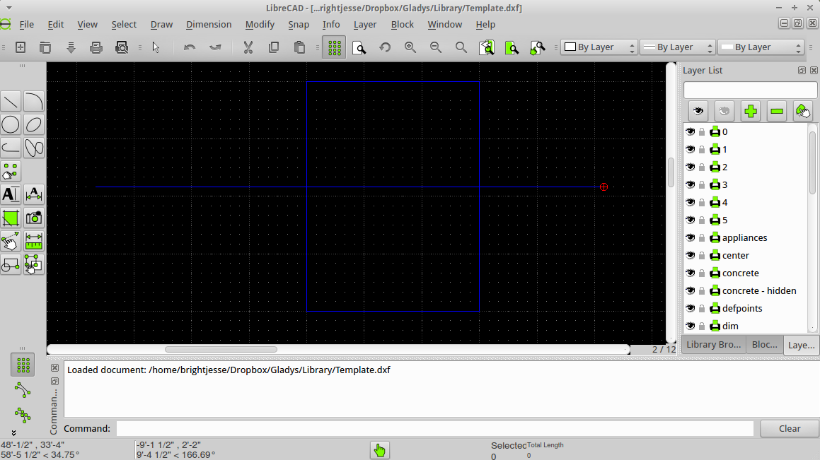 librecad length of line