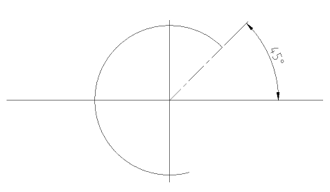 Circular arc with start angle 45Â°