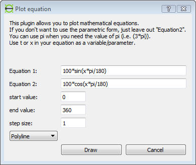 Entering equation to be plotted