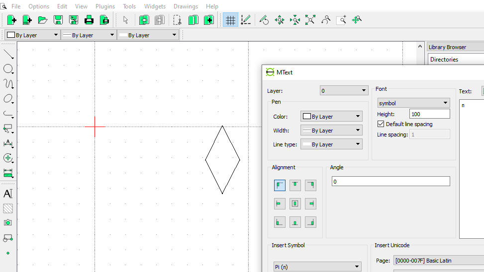 Why inserting the Pi symbol is shown as a Rhombus