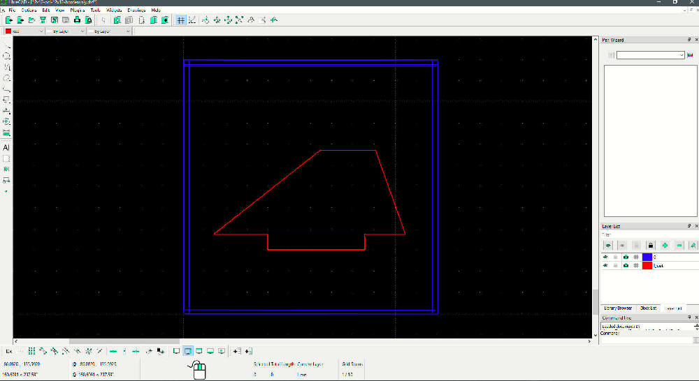 This is what I want the final DXF to be after the original output from the online tool is modified, so that when cut with laser cutter, the fintab is included.